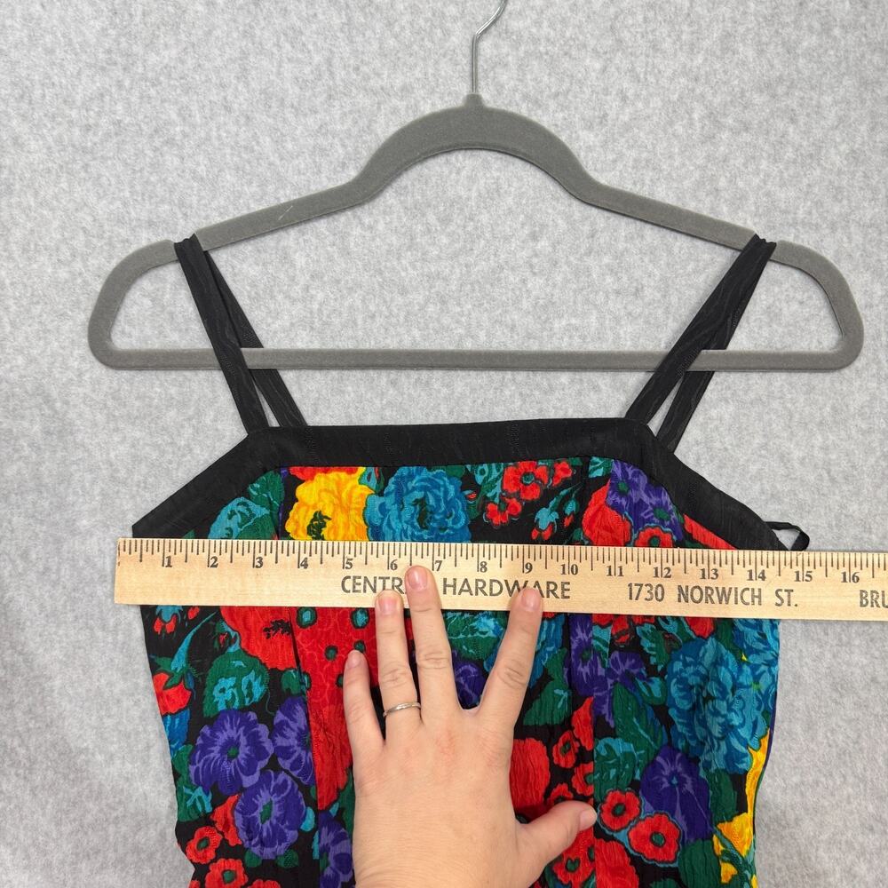 VTG Richard Warren 100% Silk Floral Dress Sz 4 Bubble Hem Bow Back 80s 90s - Picture 10 of 14
